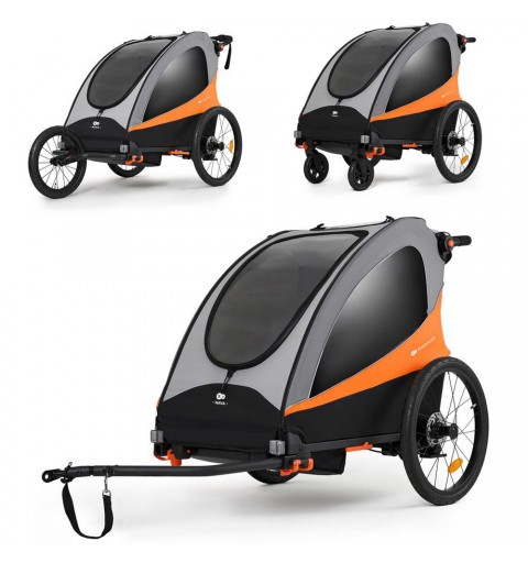 Kinderkraft Nava - 3w1 wózek spacerowy, przyczepka rowerowa, wózek do biegania | Sunny Orange